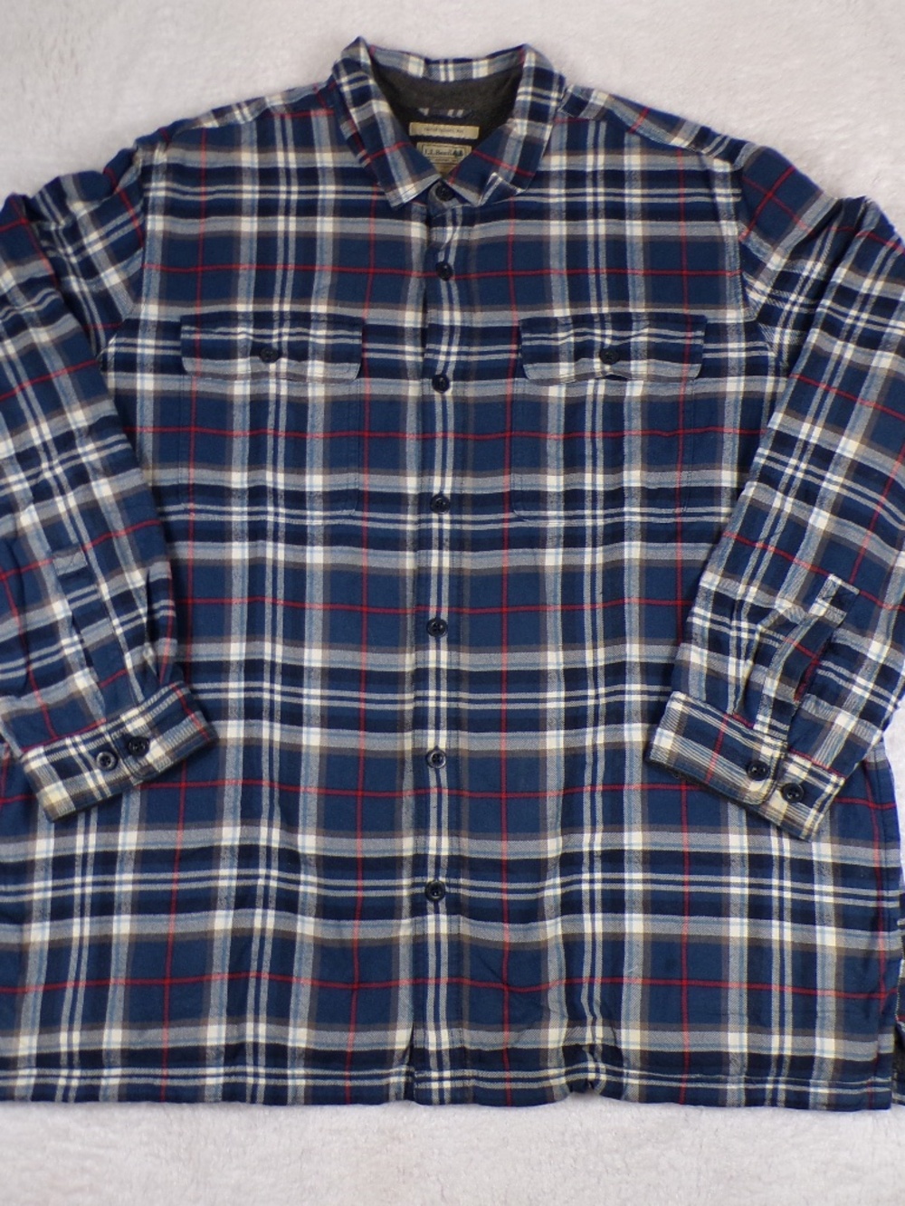 L.L.Bean Men's Fleece-Lined Flannel Shirt Blue Size XXL-Reg